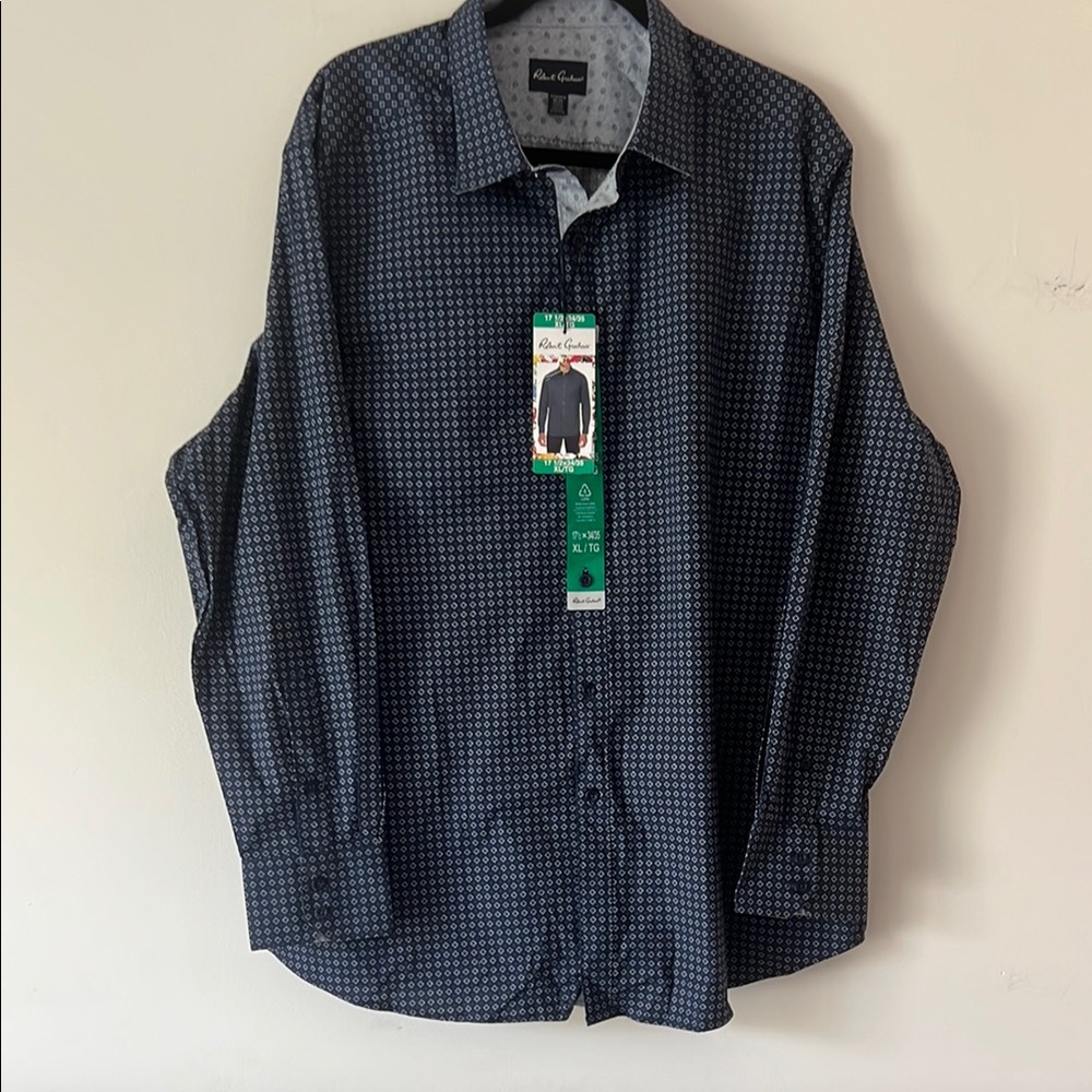 Robert Graham Blue Dress Shirt Elegant Design